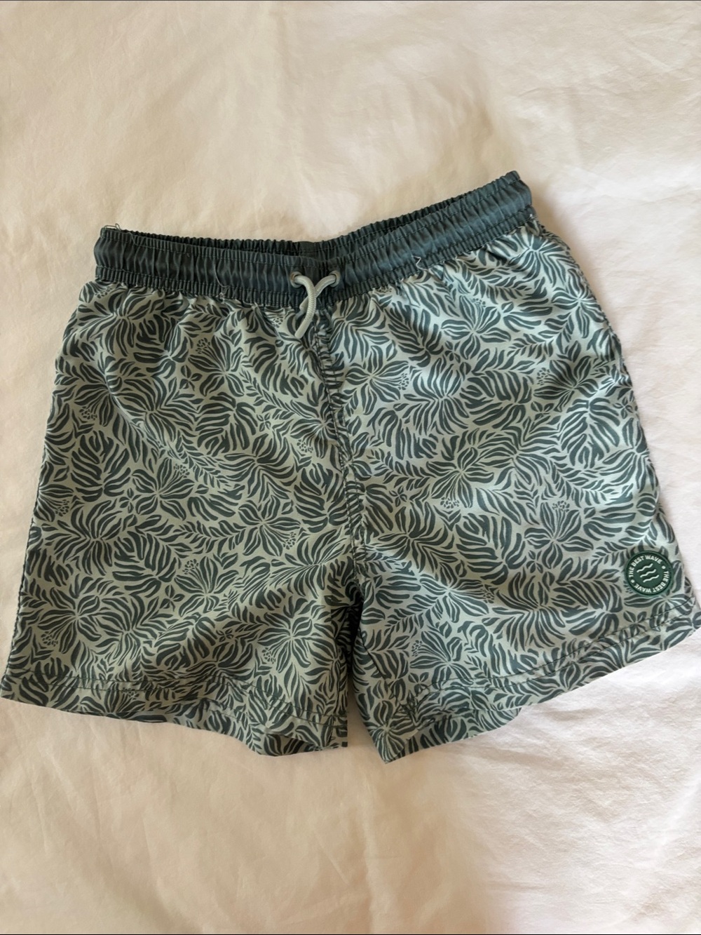 Zara Green Leaf-Print Swim Shorts